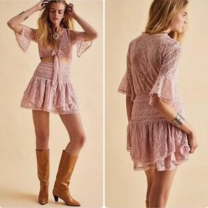 NWT Free People pink lace mini dress